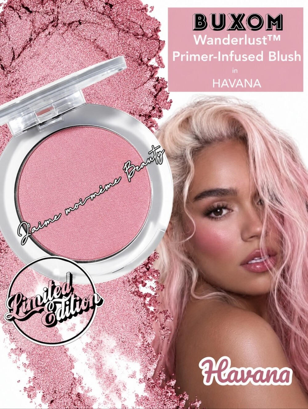 BUXOM Limited Edition Wanderlust Primer Infused Blush Havana - Cool Baby Pink